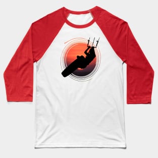 Kitesurfer Kitesurfing Lover Black Silhouette Sunset Baseball T-Shirt